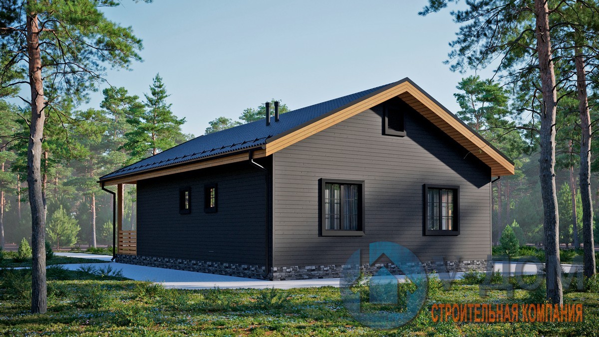 Проект одноэтажного каркасного дома Амир 